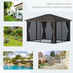 YMGSCC 10' X12' Hardtop Gazebo with Aluminum Frame, with 2 Hooks, Curtains and Netting for Garden, Patio, Backyard, Dark Grey - Image 3