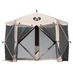 MCombo 10x10ft 5-Sided Pop-Up Gazebo Tent Only, Screened Outdoor Shelter with Netting, Quick Setup Patio Pavilion, No Wind Panels Included, 1024 (Tan, 10x10ft Pop-Up Gazebo Tent Only)