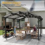 PURARELAX Heavy Duty Carport, 12x16ft Carport with Arch-Roof Polycarbonate Panel, Garage Car Shelter Outdoor Storage Shed for Cars, Boats and Trucks,Gray - Image 5