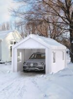 Hipicute 10' x 20'x 10' Portable Garage, Heavy Duty Carport with 180G Side Walls, Front and Rear Doors, Car Shelter for Trucks, Boats, and SUVs - White - Image 2