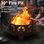 Panovue 32 inch Fire Pit for Outside, Heavy Duty Wood Burning Fire Pits with Fire Poker, Outdoor Octagonal Firepit for Camping, Yard, Patio - Image 3