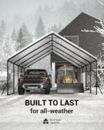 Garveelife 20'x20'x13' Metal Carport for 2 Cars, Heavy Duty Steel Frame for All Weather, Permanent Shelter for Boats, Full-Sized Pickup Trucks, and Tractors, N.W. 800 Lbs - Image 5