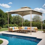 Patio Gazebo 10x10, Outdoor Gazebos, Heavy Duty Gazebo Soft Top Gazebos, Double Roof Outdoor Gaze bo for Patio Deck Backyard Garden Lawns