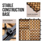 CLOVERHOLM 10 PCs Interlocking Wood Deck Tiles, 12x12 inches Waterproof Wooden Patio Floor Tiles for Indoor and Outdoor, Easy Snap Lock, Balcony, Garden, Natural - Image 3