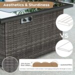 Brafab Fire Pit, 44" Outdoor Propane Gas Fire Pit Table with Hand Woven Rattan Pattern Tempered Glass Tabletop,50,000 BTU PE Rattan Patio Fire Pit Table with Blue Fire Glass,Lid,ETL Certification - Image 4