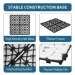 SUNWINGS 4PCS Natural Stone Interlocking Deck Tiles 12"x12" Pebble Waterproof Patio Deck, Outdoor Indoor Floor Decking Tiles for Porch Poolside Balcony Backyard, White - Image 3