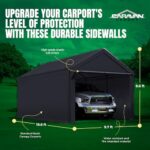 Caravan Canopy Sidewalls Only for Carport, Car Garage Tent & Shed, Domain, 10 x 20 Ft, Black - Image 3