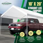 Caravan Canopy Powder Coated Heavy Duty Steel Frame Pop Up Carport with 6 Steel Stakes for Outdoor Activities and Events, White - Image 2