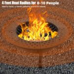 Panovue 42 Inch Fire Pit with 2 BBQ Grills, Wood Burning Fire Pits for Outside with Lid & Fire Poker, BBQ& Outdoor Firepit & Round Metal Table 3 in 1 for Patio, Picnic, Party - Image 8