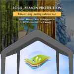 GOTRUTH 12x20 Canopy Replacement Cover, Carport Replacement Top Cover for 12' x 20' Frame, 800D Heavy Duty Waterproof & UV Protected Car Canopy with Ball Bungees (Frame is not Included) (Gray) - Image 2