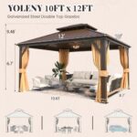 YOLENY 10' x 12' Hardtop Gazebo, Metal Gazebo with Aluminum Frame, Double Galvanized Steel Roof, Curtains and Netting Included, Pergolas for Patios, Garden, Parties, Lawns - Image 3