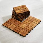 RAKYTO Solid Wood Acacia Interlocking Deck Tiles (Pack of 10, 12" x 12")