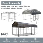 GREEN PARTY 14 x 25 ft Metal RV Carport Kits with Galvanized Steel Roof, Heavy Duty 2 Car Outdoor Car-Shed Canopy, Car Tent Metal Garage Shelter for RV, SUV, Truck, Tractors and Boats, Gray - Image 4