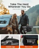 AMADA HOMEFURNISHING 19″ Propane Fire Pit with Grill Grate, 58,000 BTU, Folding Legs, Propane Tank Holder, Cover, and Carry Strap, No Ignition Needed, Easy Flame Adjustment, Portable - Image 7