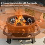 Panovue 32 inch Fire Pit for Outside, Heavy Duty Wood Burning Fire Pits with Fire Poker, Outdoor Octagonal Firepit for Camping, Yard, Patio - Image 2