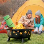 32 Inch Round Fire Pit with Mesh Cover, Fire Poker, Star and Moon Design, Metal Wood Burning Outdoor Firepit for Patio, Backyard, Garden, Bonfire Party,Perfect for Christmas, Thanksgiving, Halloween - Image 5