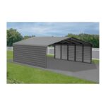 Arrow 2-Sided 20x24x07 Enclosure Galvanized Steel Carport- Charcoal (CPHC202407ECL2) - Image 3