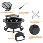 Yaheetech 32in Fire Pit Outdoor Wood Burning Firepits Outdoor Fireplace with 18.5 Inch Swivel Cooking Grill Grate & Poker Fire Bowl for Camping, Backyard, BBQ, Garden, Bonfire - Image 4