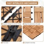 Yaheetech 108pcs Hardwood Interlocking Patio Deck Tiles Acacia Waterproof Wood Flooring Tiles for Patio Garden Poolside, 12'' x12'' Indoor Outdoor Use All Weather - Image 6