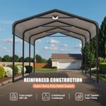 Benass 10x15 Metal Carport, Galvanized Steel Roof Car Port with Remvoable Polyethylene Sidewalls - Image 4