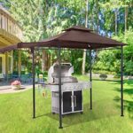 FAB BASED 5x8 Grill Gazebo, Outdoor BBQ Grill Patio Canopy with Extra Shadow & LED Lights, Barbeque Gazebo Canopy (Brown) - Image 7