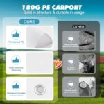 10x20FT Carport Canopy Replacement Cover Heavy Duty Waterproof & UV Protected, All Weather Car Shade Canopy with Ball Bungees (White, 10'x20', Frame is not Included) - Image 3