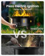 Ciays Large Propane Fire Pit 24 Inch, Gas Fire Pit with Grill Grate, Folding Legs, Hose Hooks, Propane Tank Holder, Cover & Carry Strap, CSA Certified Portable Outdoor Fire Pit for Camping, 58,000 BTU - Image 4