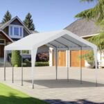 Carport 12x20 Heavy Duty Portable Garage,Galvanized Frame Carport Canopy,Portable Garages and Shelters with 8 Leg&4 Wind Rope,Car Tent Garage with All-Season Tarp for Boat Truck,Without Sidewall - Image 7