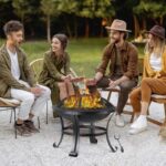 22 Inches Portable Fire Pit Outdoor Wood Burning Steel Lightweight BBQ Grill Firepit Bowl with Log Grate&Poker for Outside Patio Campfire Bonfire Backyard - Image 6