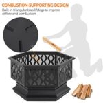 Yaheetech 26in Fire Pits for Outside Hex Shaped Fire Pit Wood Fire Pit Outdoor Fireplace for Bonfire Patio Picnic BBQ, with Spark Cover, Fire Poker - Image 6