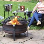 Sunnydaze 29-Inch Wood-Burning Outdoor Fire Pit - Bronze Cauldron Wood Fire Pit for Outside - Includes Poker and Spark Screen - Image 7