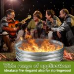 4FT Diameter Camp Fire Ring Pit, Large Round Galvanized Steel Fire Pit, Heavy Duty Steel Fire Pit Silver for Backyard, Camping, Bonfire (4x4x1FT) - Image 2