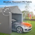 Carport, 10‘ x 20’ Heavy Duty Portable Garage All-Season Car Canopy w/Removable Sidewall & Doors, Carport Canopy Party Tent w/Water-Resistant Tarp for Backyard (Grey, 10‘ x 20’) - Image 4