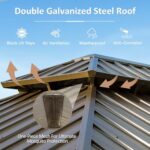 Domi 10' X 14' Hardtop Gazebo, Upgraded Metal Gazebo with Drainage System, Dual-Layer Galvanized Steel Roof, Curtain and Netting, Outdoor Shelter Canopy for Patio, Garden, and Backyard, Brown - Image 7