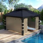 GOTRUTH Gazebo Privacy Curtains 10' x 10' with Mosquito Windows, 10'x10' Gazebo Curtains Outdoor Waterproof, 4-Panels Side Wall with Zipper for Patio, Garden and Backyard (Khaki, Curtain Only) - Image 8