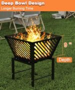 Mondazie Outdoor Fire Pit — 17 Inch Portable with Storage Bag for Camping, Patio Heating, Picnic and BBQ, Trapezoid Diagonal Hollow, Black - Image 4