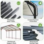 AIRWIRE 10x15 Metal Carport Carports with Enhanced Base Heavy Duty Garage Outdoor Galvanized Car Shelter for Car, Boats and Truck - Image 2