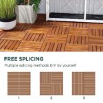 Idzo Interlocking Deck Tiles 9.6 SQFT - 10PCS Waterproof Acacia Wood Tiles, Flooring Tiles for Indoor and Outdoor - Decking Stripe Pattern, 11.81 x 11.81 x 0.91 Inches, Golden - Image 6