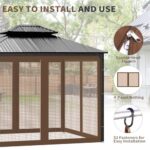 Gazebo Universal Replacement Mosquito Netting, 10' x 12' Outdoor Canopy Net Screen 4-Panel Sidewall Gazebo Curtains, with Zippers, Easy to Install, Fit for Most Gazebos 10x12 Canopy，Patio （Brown） - Image 5