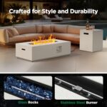 Ciays 43Inch Propane Fire Pit, 50000 BTU Outdoor Gas Fire Pit Table with CSA Certification, Glass Rocks, Rectangular Heater for Patio, Backyard, Deck, Balcony, with Waterproof Cover & Adjustable Legs - Image 5