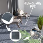44 Pack Interlocking Deck Tiles, 12"x12"x0.8" Plastic Patio Flooring Outdoor Waterproof, All Weather Use for Balcony Porch Backyard Poolside（Dark Grey,Stripe） - Image 7