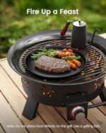 AMADA HOMEFURNISHING 19″ Propane Fire Pit with Grill Grate, 58,000 BTU, Folding Legs, Propane Tank Holder, Cover, and Carry Strap, No Ignition Needed, Easy Flame Adjustment, Portable - Image 4