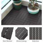 Interlocking Deck Tiles, 12 PCS Outdoor Patio Flooring, 12"x12" Interlocking Decking Tile Outdoor All Weather Use, Waterproof Patio Pavers for Pool Balcony Backyard Porch, Coffee - Image 3
