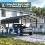 Teekyooly 13X20 FT Metal Carport, Outdoor Car Shelter with Galvanized Steel Roof with Sidewalls Enclosure Kit, Heavy Duty Outdoor Car Shelter for Cars, Boats, and Tractor Black - Image 5