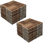 20 PCS Interlocking Deck Tiles, 12" X 12" Acacia Wood Tiles, Waterproof Wood Flooring Tiles for Indoor Balconies, Outdoor Patios, Yards, Poolside Floors, Natural Wood Color