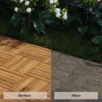 9 PCS Interlocking Deck Tiles 12" x 12" - Premium Acacia Wood Patio Tiles Waterproof - Deck Tiles Interlocking All Weather Waterproof Flooring - Easy Installation for Indoor & Outdoor (Golden Steak) - Image 5