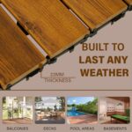 10-Pack 12"x12" Interlocking Acacia Wood Deck Tiles – 4 Slats Waterproof Outdoor Flooring for Patio, Balcony & Backyard - Image 7