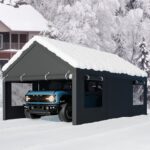 Nuturelly 12x20 FT Carport, Heavy Duty Carport Canopy with Roll-up Windows, Portable Garage with Removable Sidewalls & Doors, Car Canopy with All-Season PE Tarp for Car, Truck, Boat(Gray) - Image 7