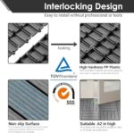 PrimeZone 54 PCS Plastic Interlocking Patio Deck Tiles - 12" x 12" Anti-Slip Waterproof Indoor Outdoor Flooring, Patio Floor Decking for Balcony, Backyard, Garden & Poolside, All Weather Use, Grey - Image 4