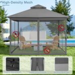 Yaheetech Patio Gazebo - 11x11 ft Outdoor Shelter Tent with Vented Top & Mesh Sidewalls & Drainage Holes, Water-Resistant for Garden/Backyard/Deck/Lawn (Dark Gray) - Image 8